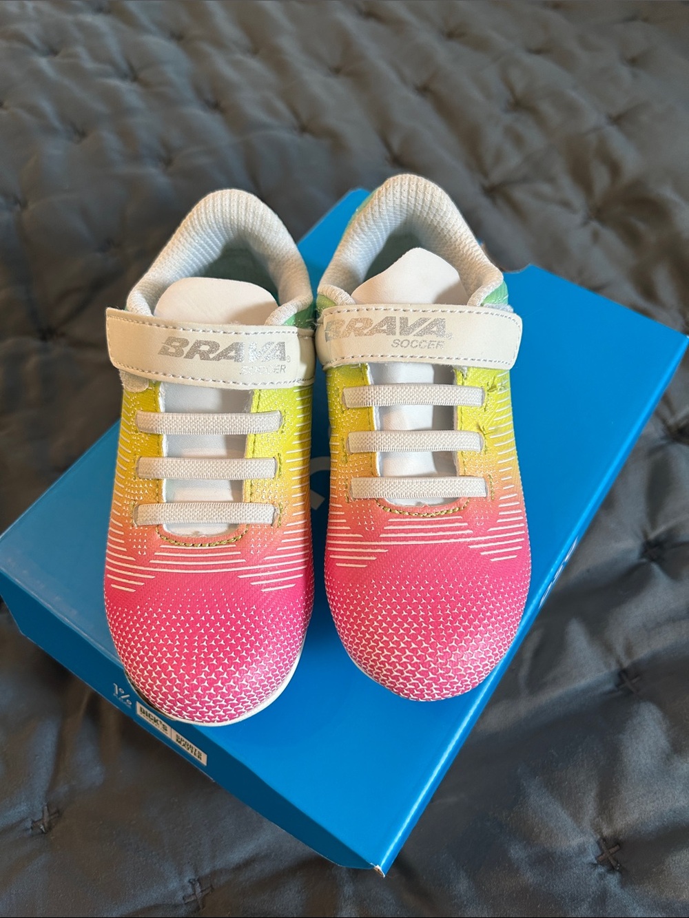 Kids Gradient Pink & Yellow Soccer Cleats